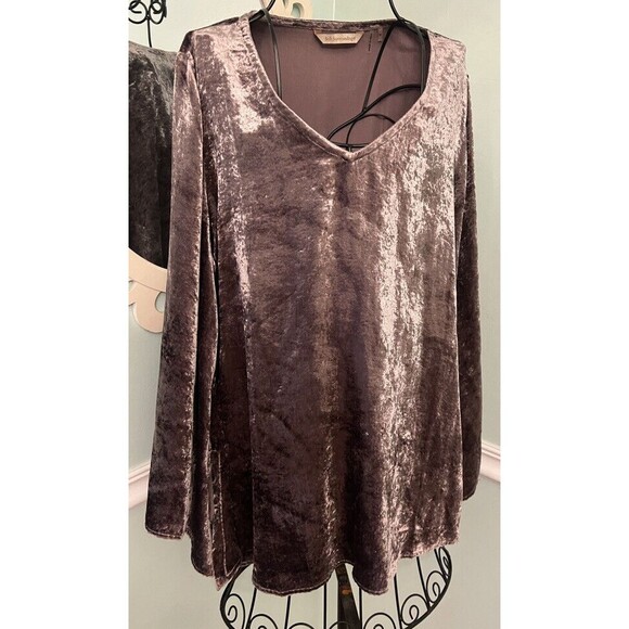 Soft Surroundings Purple Velvet Mirelle Bell Sleeve Boho Blouse Size M - Picture 2 of 6